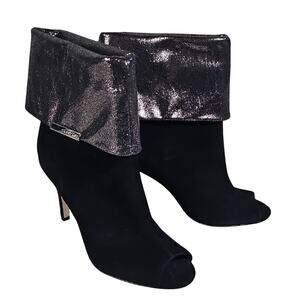 Calin Klein Kaiya Open Toe Suede heeled Ankle Boots Womens Size 6.5